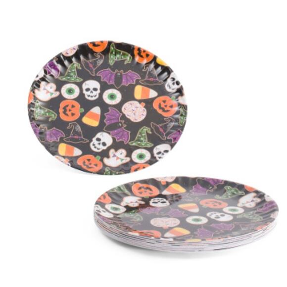 Cupcakes & Cashmere Set of 8 Melamine Halloween Plates Black 10.25 in New - Picture 2 of 15